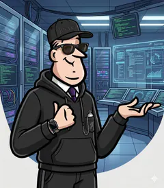 Jeevez in a server room, ready to help with tech support